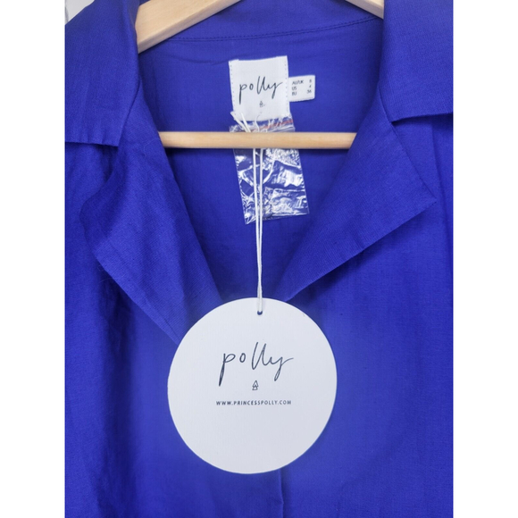 PRINCESS POLLY Sinclair Oversized Playsuit Romper Blue Small Linen Blend NWT - Picture 9 of 11